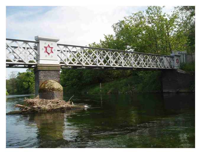 the footbridge over the Trent and under the railway 