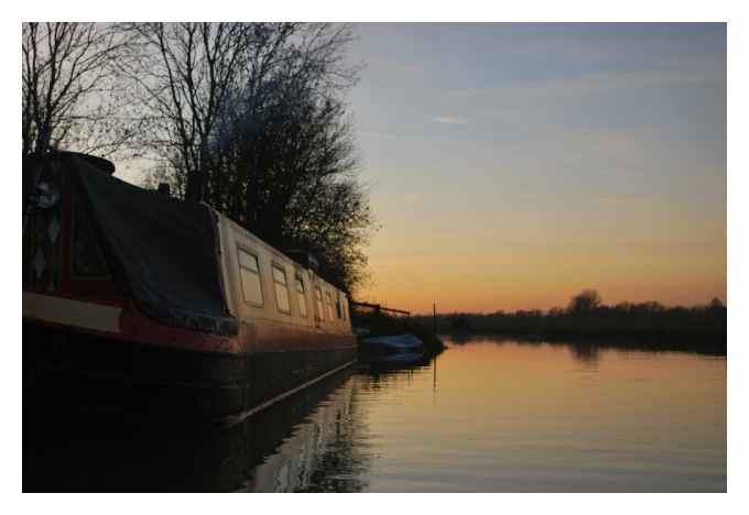 Looking back upstream from Cogenoe into the gathering sunset
